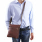 sac bandoulière en cuir homme marron - Jason tl141300 Tuscany Leather