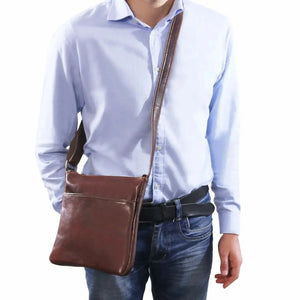 sac bandoulière en cuir homme marron - Jason tl141300 Tuscany Leather