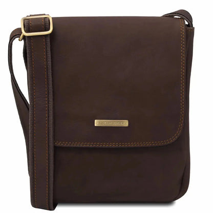 sac bandoulière en cuir homme marron foncé - john tl141408 - Tuscany Leather