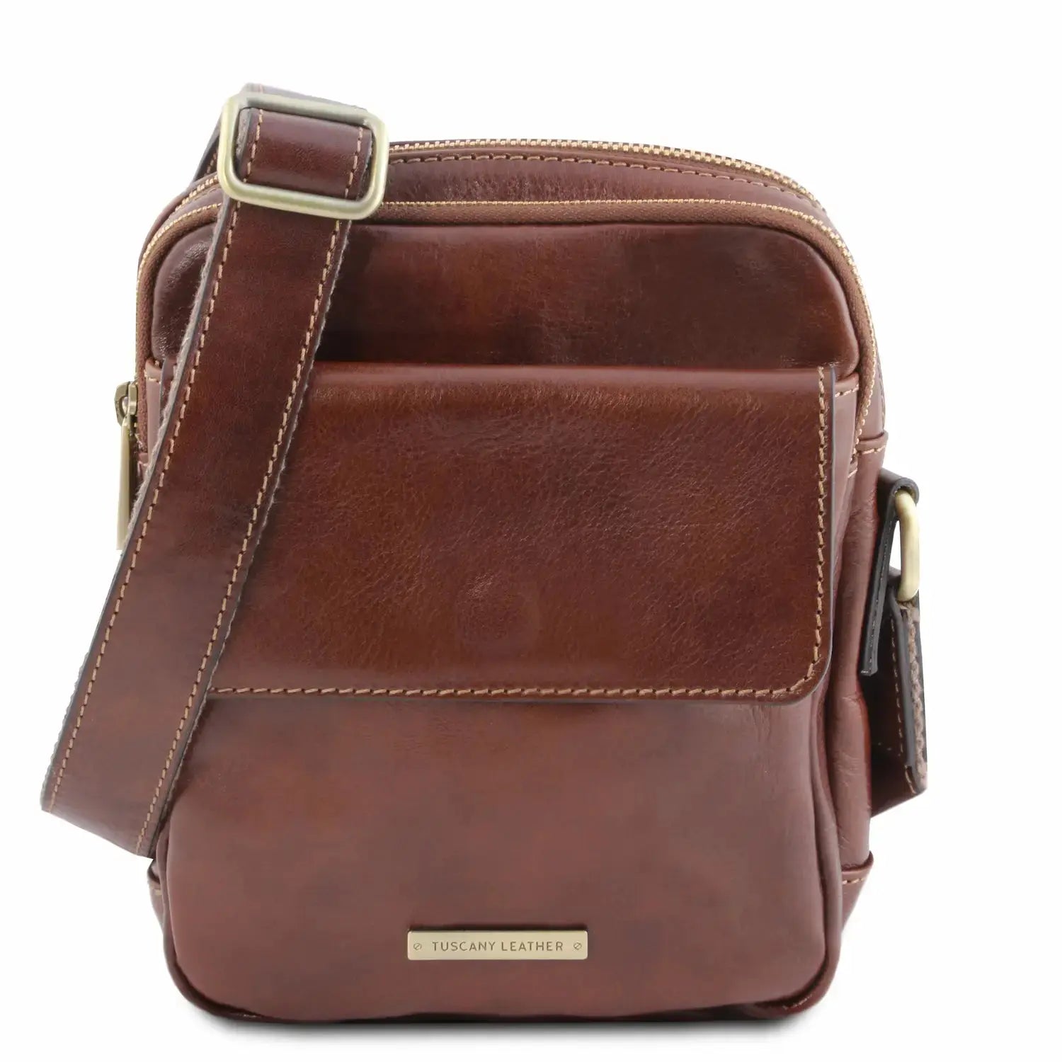 sac bandoulière en cuir homme marron - larry tl141915 Tuscany Leather