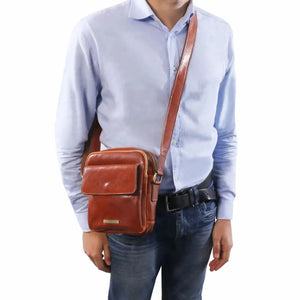 sac bandoulière en cuir homme marron - larry tl141915 Tuscany Leather