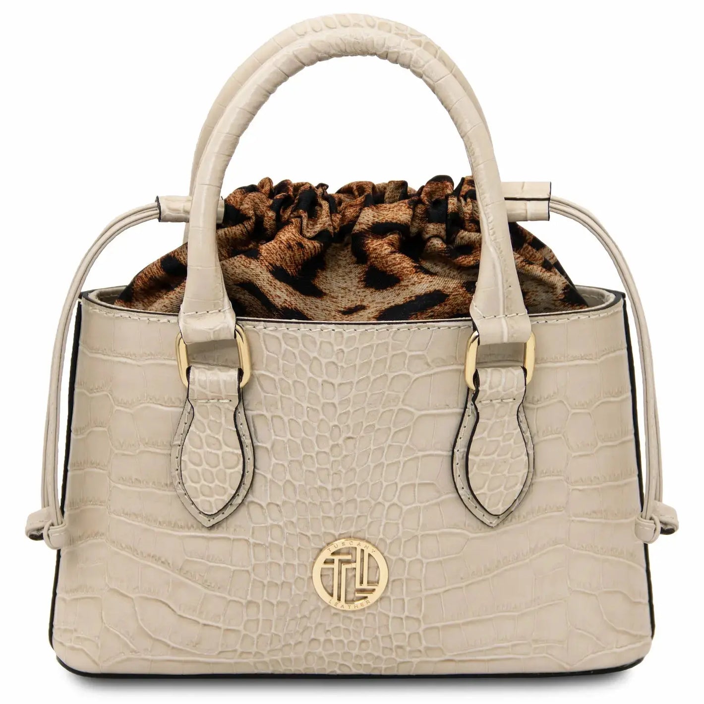 sac cabas en cuir effet croco beige  croque tl142510 Tuscany Leather