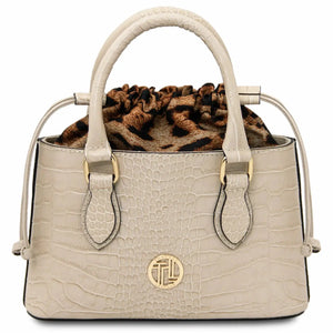 sac cabas en cuir effet croco beige  croque tl142510 Tuscany Leather