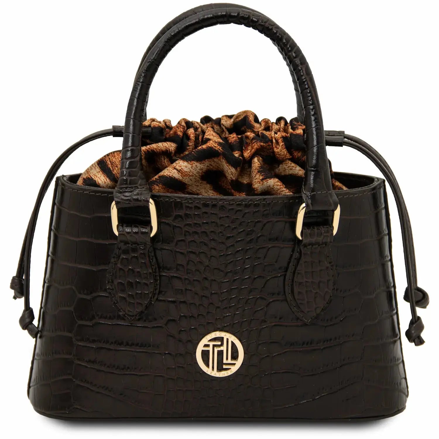 sac cabas en cuir effet croco café croque tl142510 Tuscany Leather