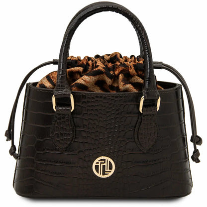sac cabas en cuir effet croco café croque tl142510 Tuscany Leather