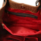 poches intérieures zippées sac shopping en cuir imprime tressé cannelle - tl keyluck tl141573 - Tuscany Leather